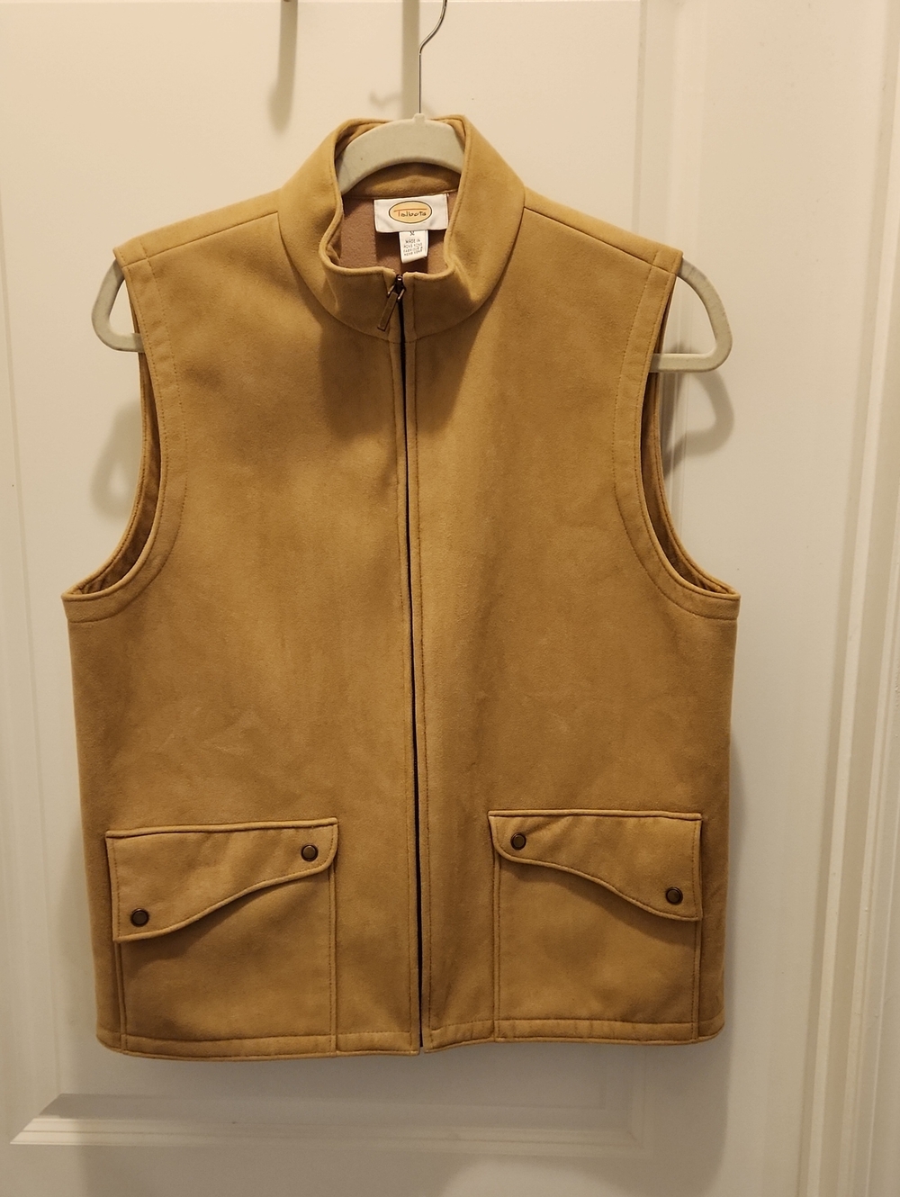 Talbots Tan Canvas Sleeveless Vest with Flap Pockets